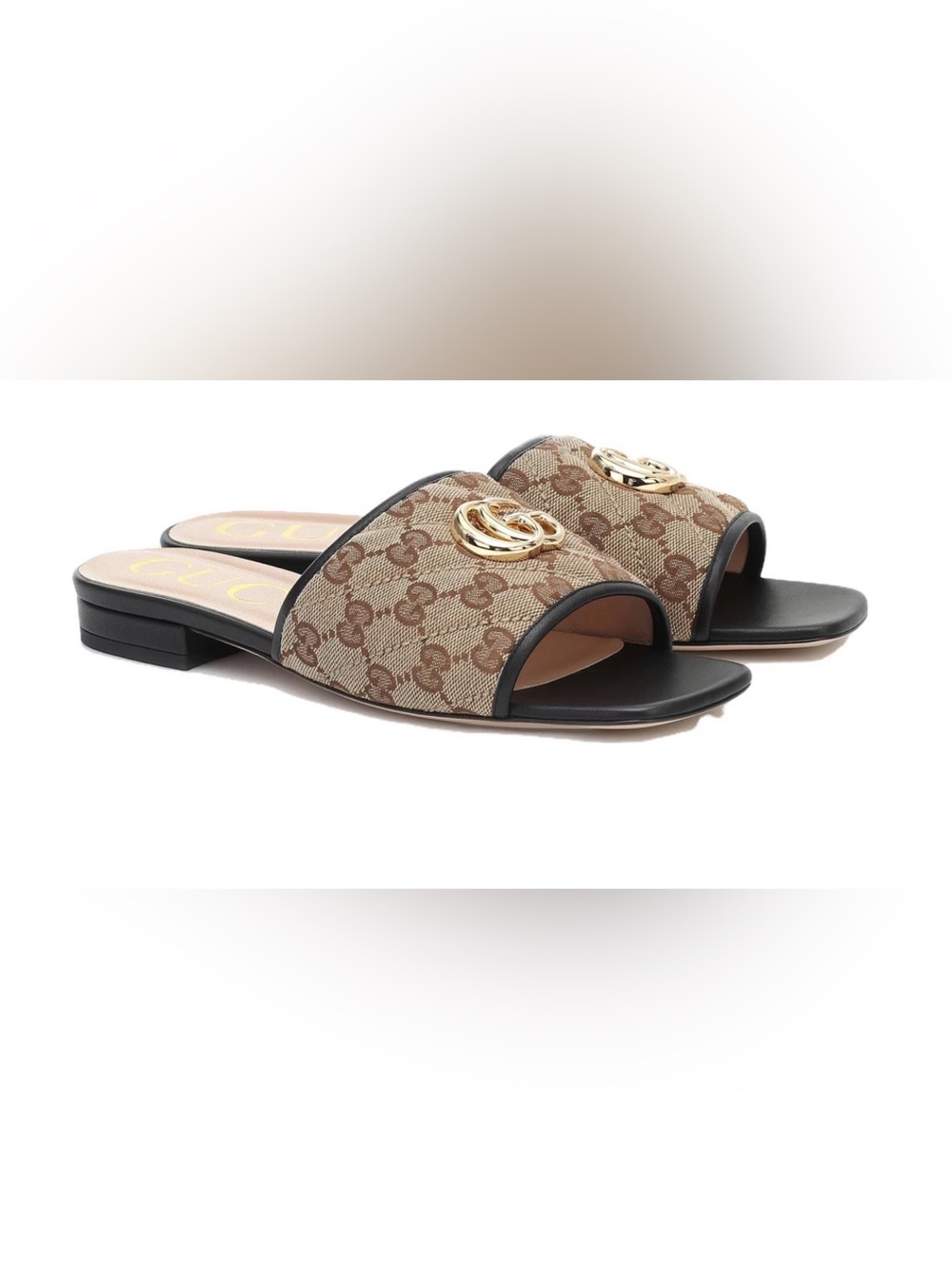 Gucci Brown GG Canvas Slide Mules with Gold Double G - Picture 4 of 7